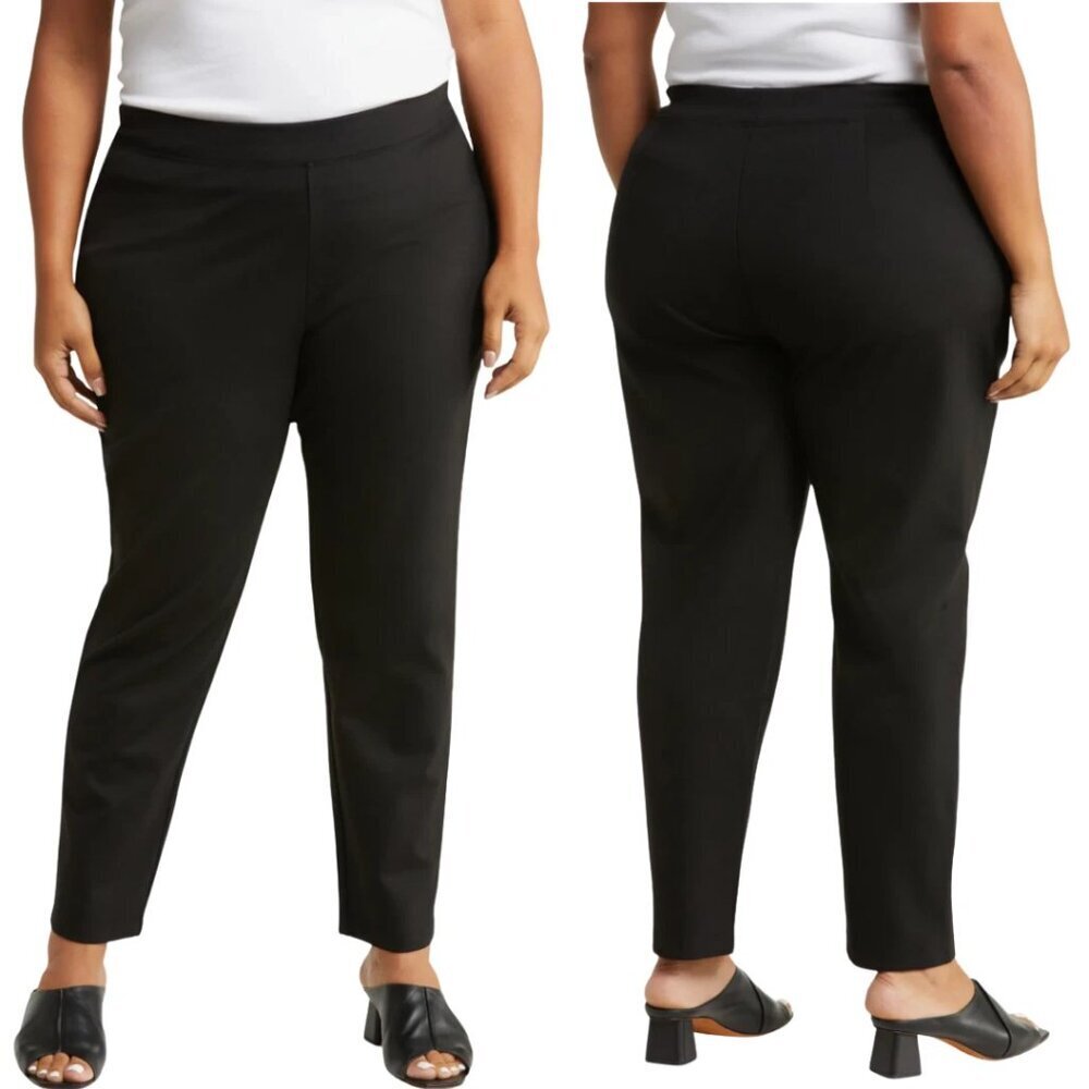 Eileen Fisher Washable Stretch Crepe Pant Women's 3X Black Slim Fit Minimalist